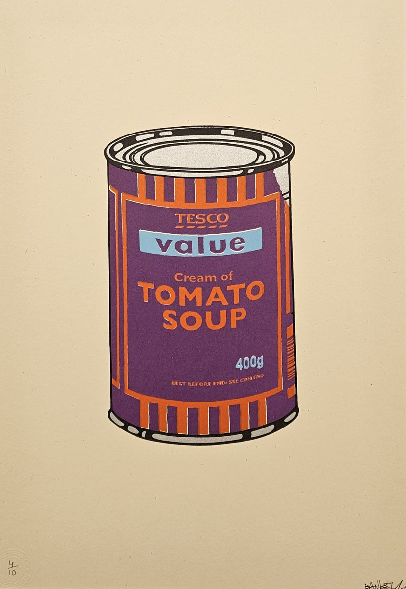 Banksy - Soup Can (puprle/orange/blue) – Clifton Fine Art